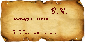 Borhegyi Miksa névjegykártya